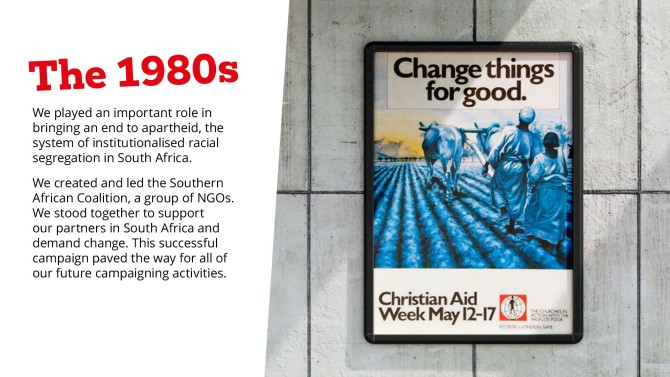 1980’s image supporting partners in South Africa demanding change for good, symbolising a transformative era.