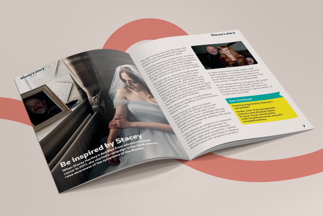 Open spread of the spotlight magazine showing an image of a bride and text.