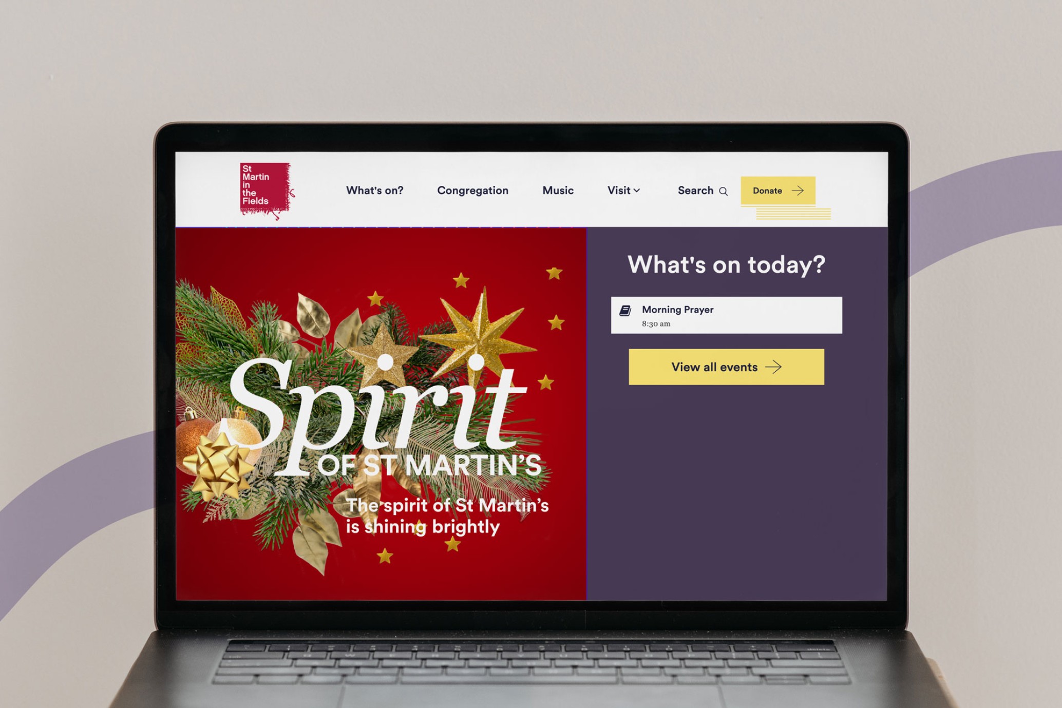 An image of a computer screen with the St Martin's Christmas page website.