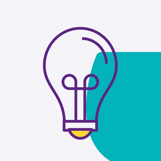 A lightbulb icon with a teal coloured background.