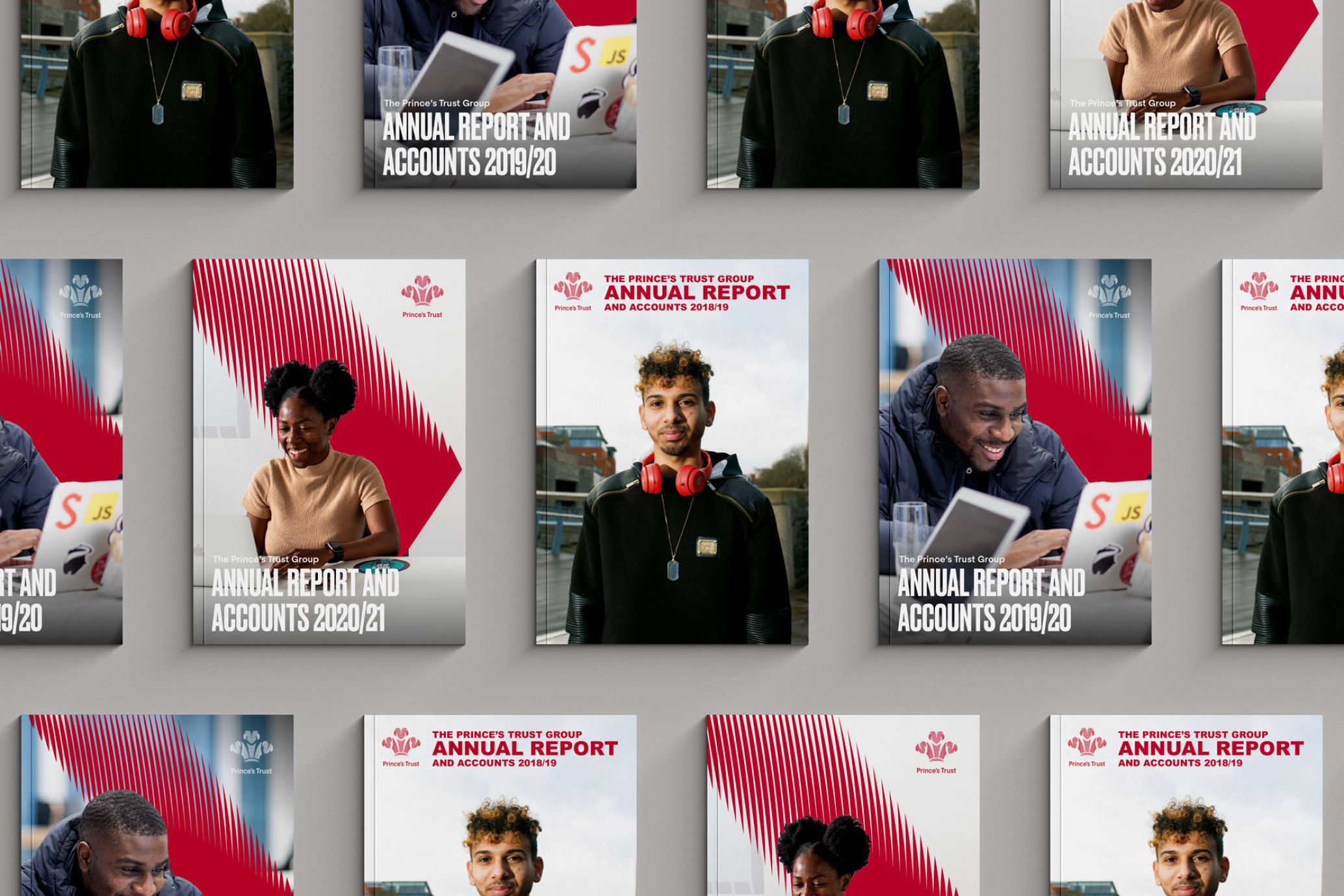 Multiple covers of the princes trust annual reports