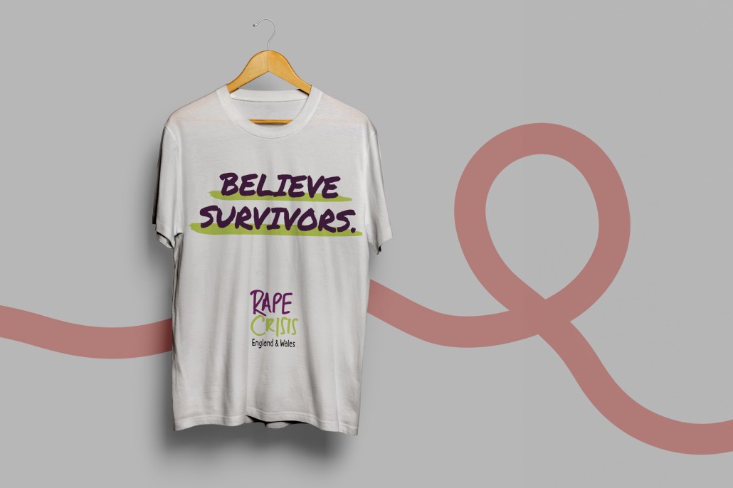 a t-shirt with the message 'believe survivors'